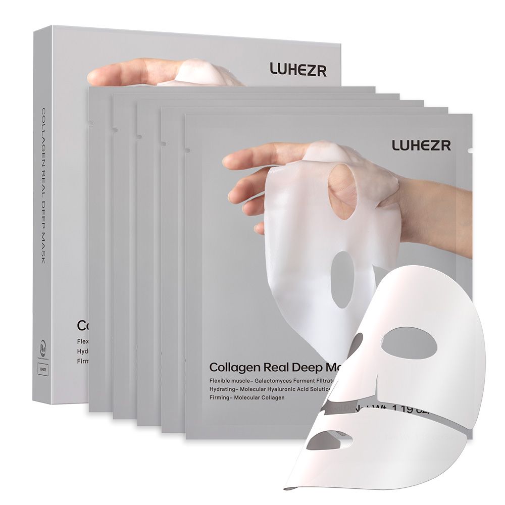 5 SHEETS/BOX Collagen Real Deep Face Masks Skincare Facial Masks for Women Skin Care Hydrating Firmness & Elasticity Support
