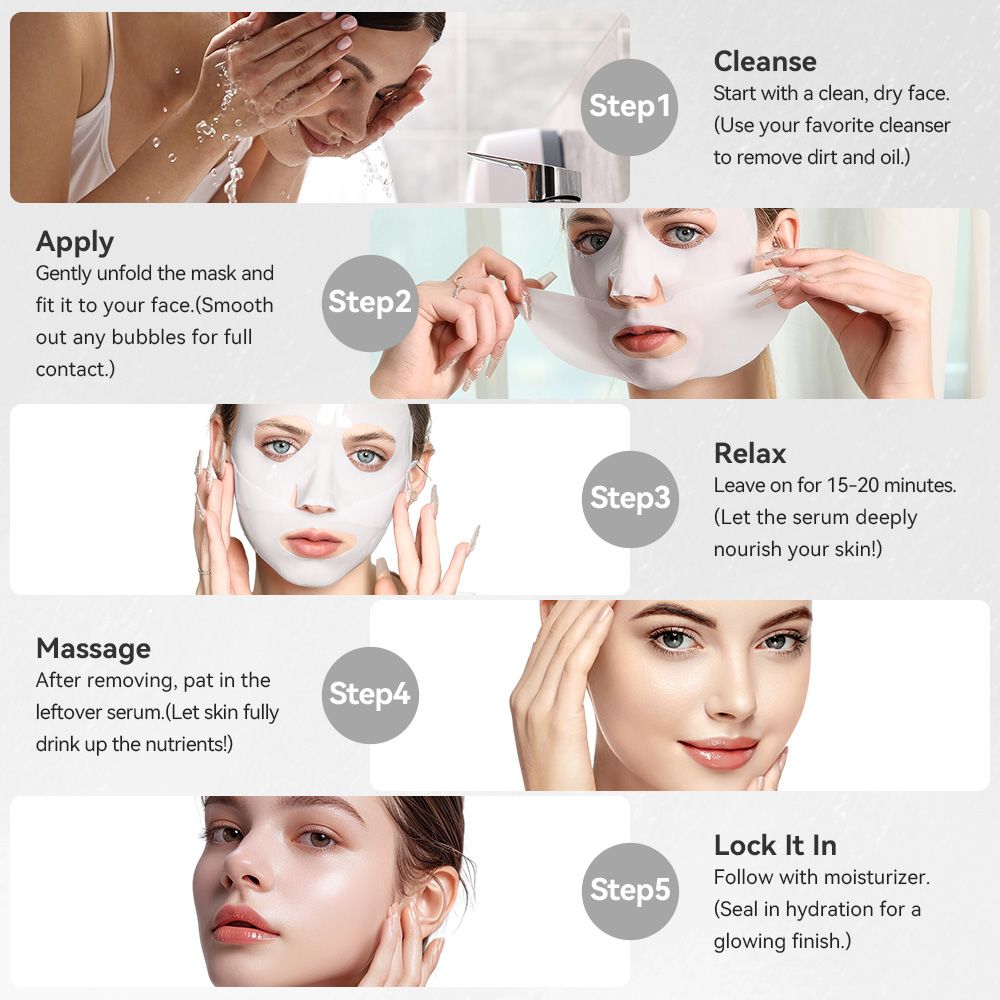 5 SHEETS/BOX Collagen Real Deep Face Masks Skincare Facial Masks for Women Skin Care Hydrating Firmness & Elasticity Support